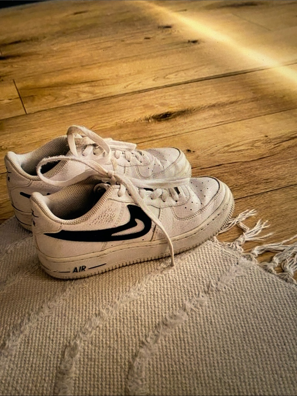 Nike Kids White Sneakers with Black Swoosh - Youth Athletic Shoes